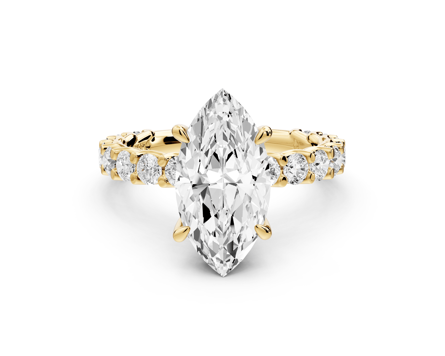 Siena - 2ct 18k yellow gold marquise Hidden Halo with Shared Prong Pavé Engagement Ring - Mr. Alex Jewelry