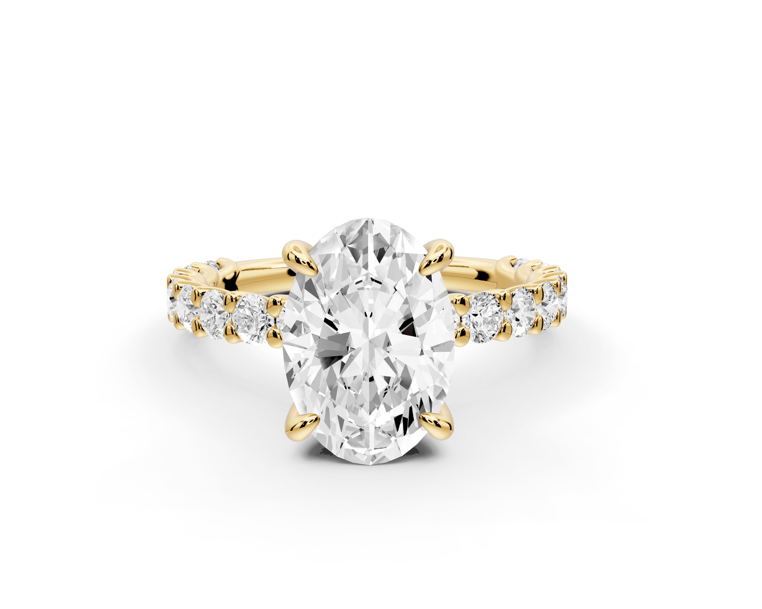Siena - 2ct 18k yellow gold oval Hidden Halo with Shared Prong Pavé Engagement Ring - Mr. Alex Jewelry