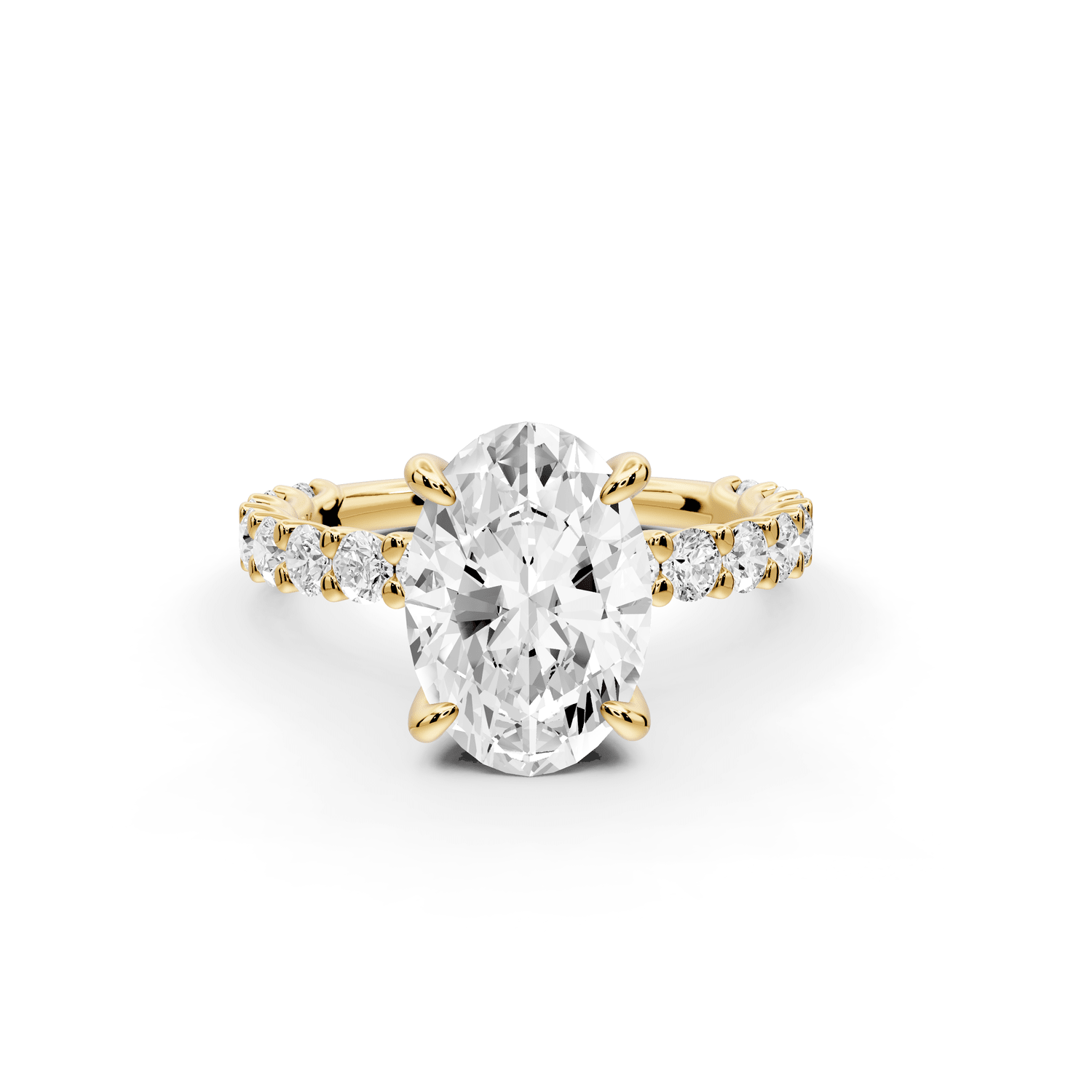 Siena - 2ct 18k yellow gold oval Hidden Halo with Shared Prong Pavé Engagement Ring - Mr. Alex Jewelry