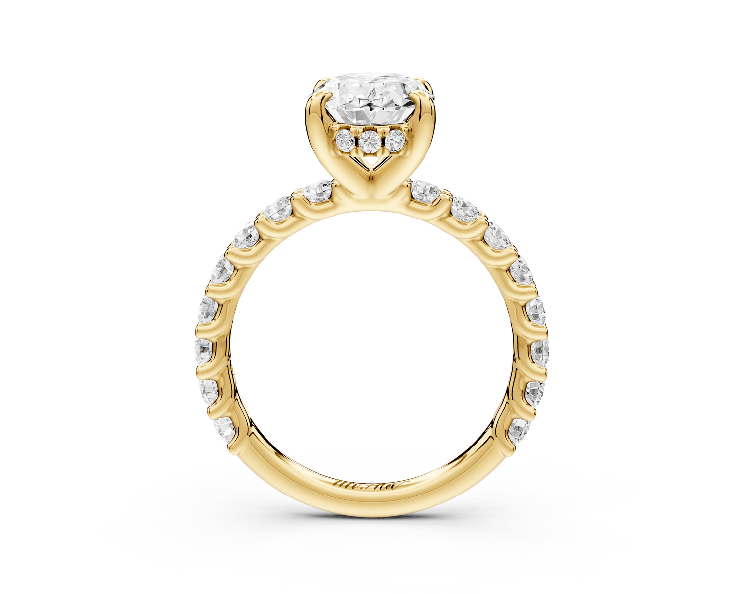 Siena - 2ct 18k yellow gold oval Hidden Halo with Shared Prong Pavé Engagement Ring - Mr. Alex Jewelry