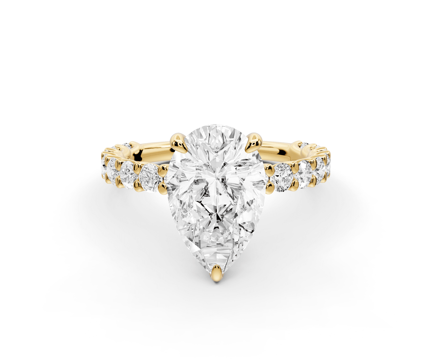 Siena - 2ct 18k yellow gold pear Hidden Halo with Shared Prong Pavé Engagement Ring - Mr. Alex Jewelry