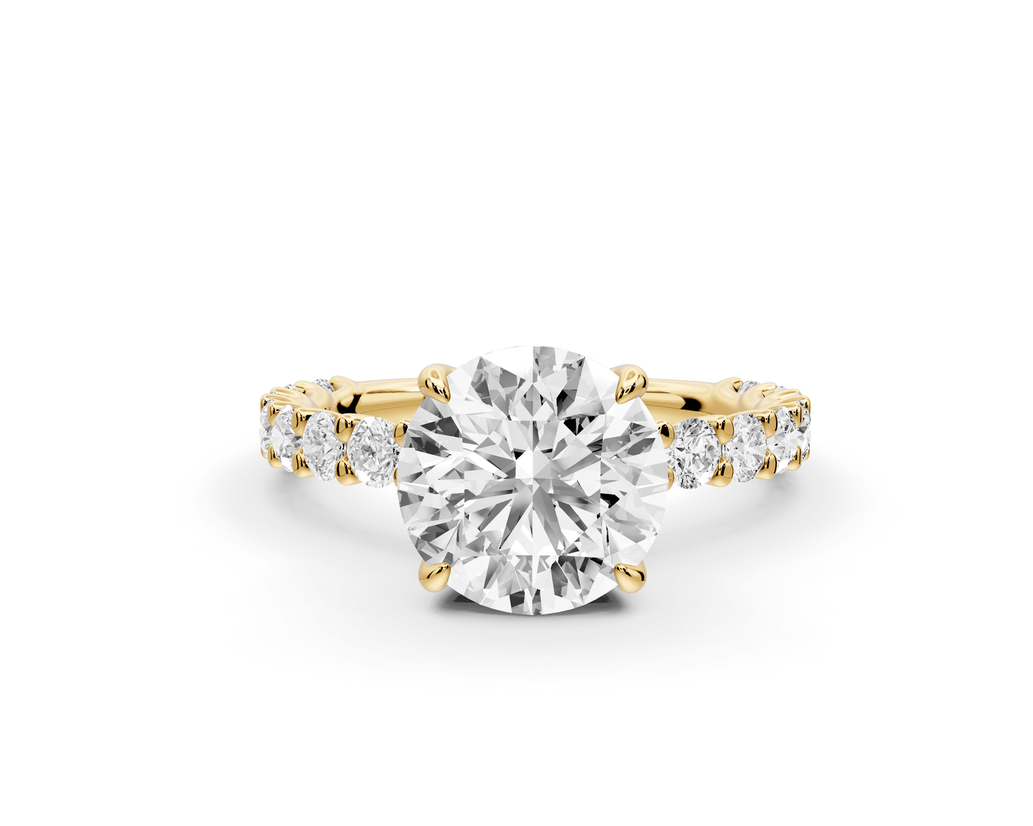 Siena - 2ct 18k yellow gold round Hidden Halo with Shared Prong Pavé Engagement Ring - Mr. Alex Jewelry