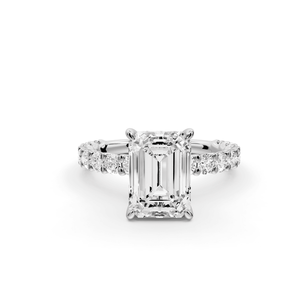 Siena - 2ct platinum emerald Hidden Halo with Shared Prong Pavé Engagement Ring - Mr. Alex Jewelry