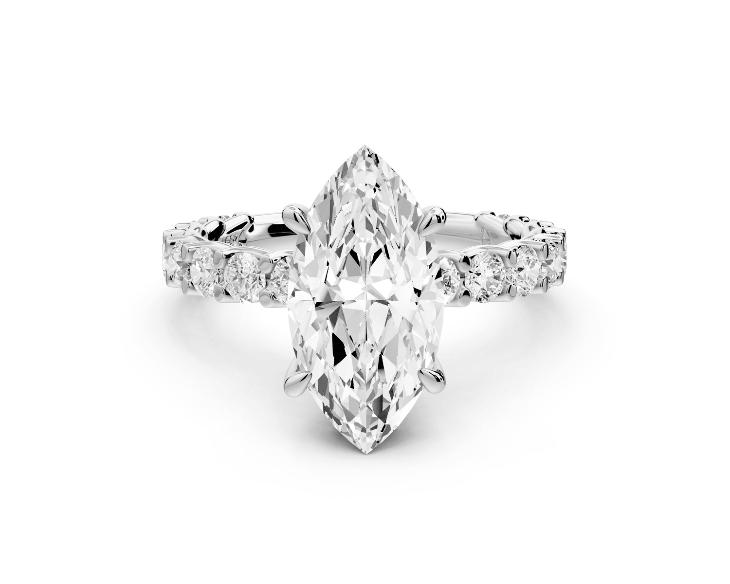 Siena - 2ct platinum marquise Hidden Halo with Shared Prong Pavé Engagement Ring - Mr. Alex Jewelry