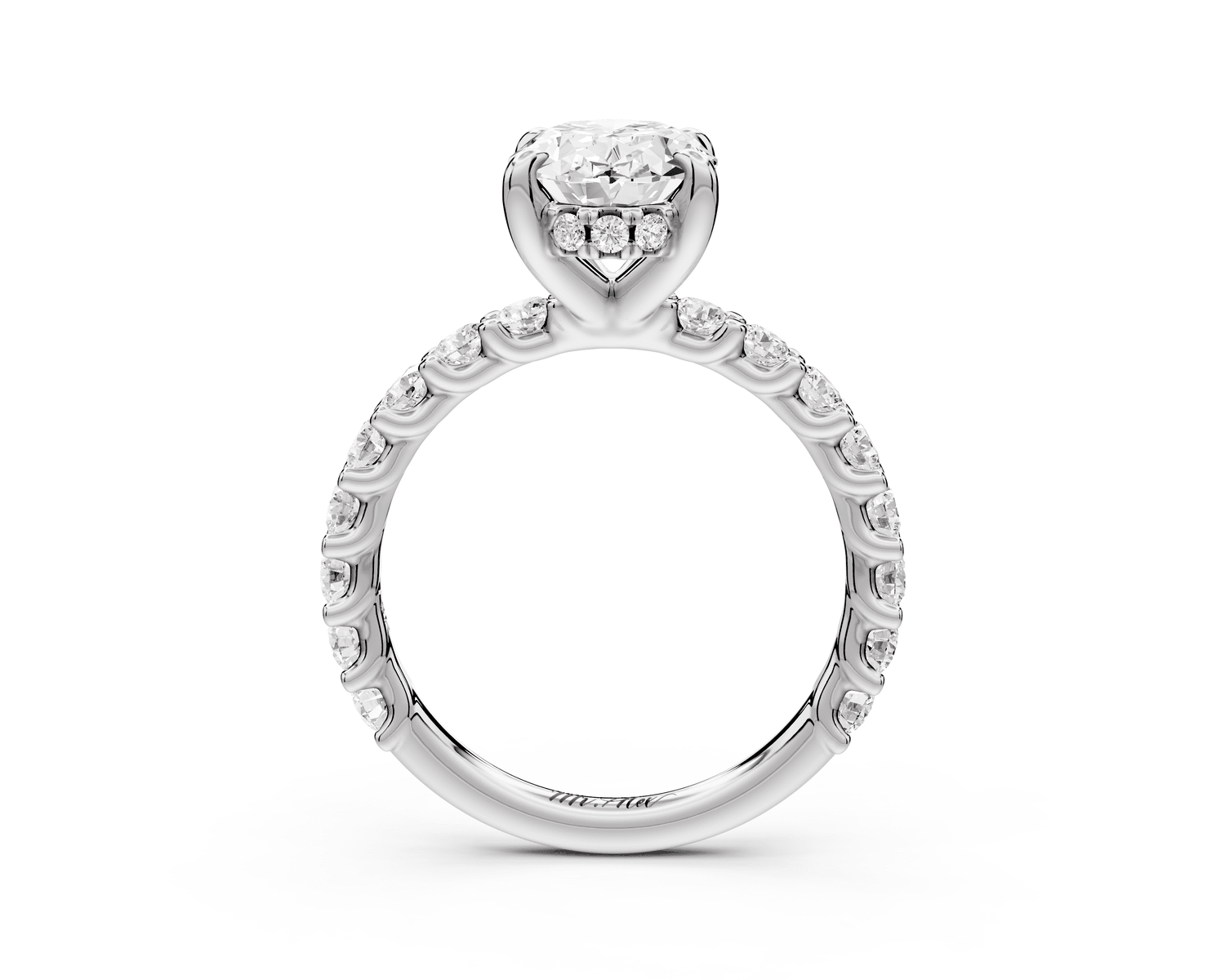 Siena - 2ct platinum oval Hidden Halo with Shared Prong Pavé Engagement Ring - Mr. Alex Jewelry