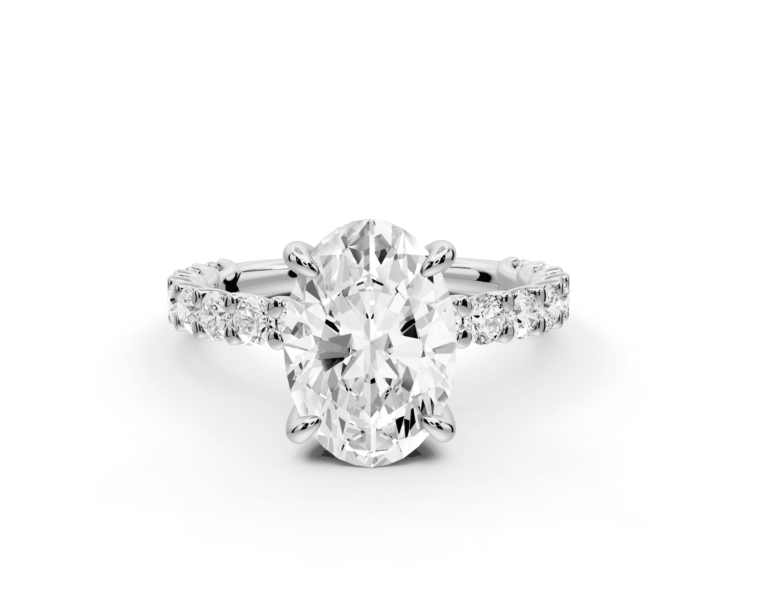 Siena - 2ct platinum oval Hidden Halo with Shared Prong Pavé Engagement Ring - Mr. Alex Jewelry