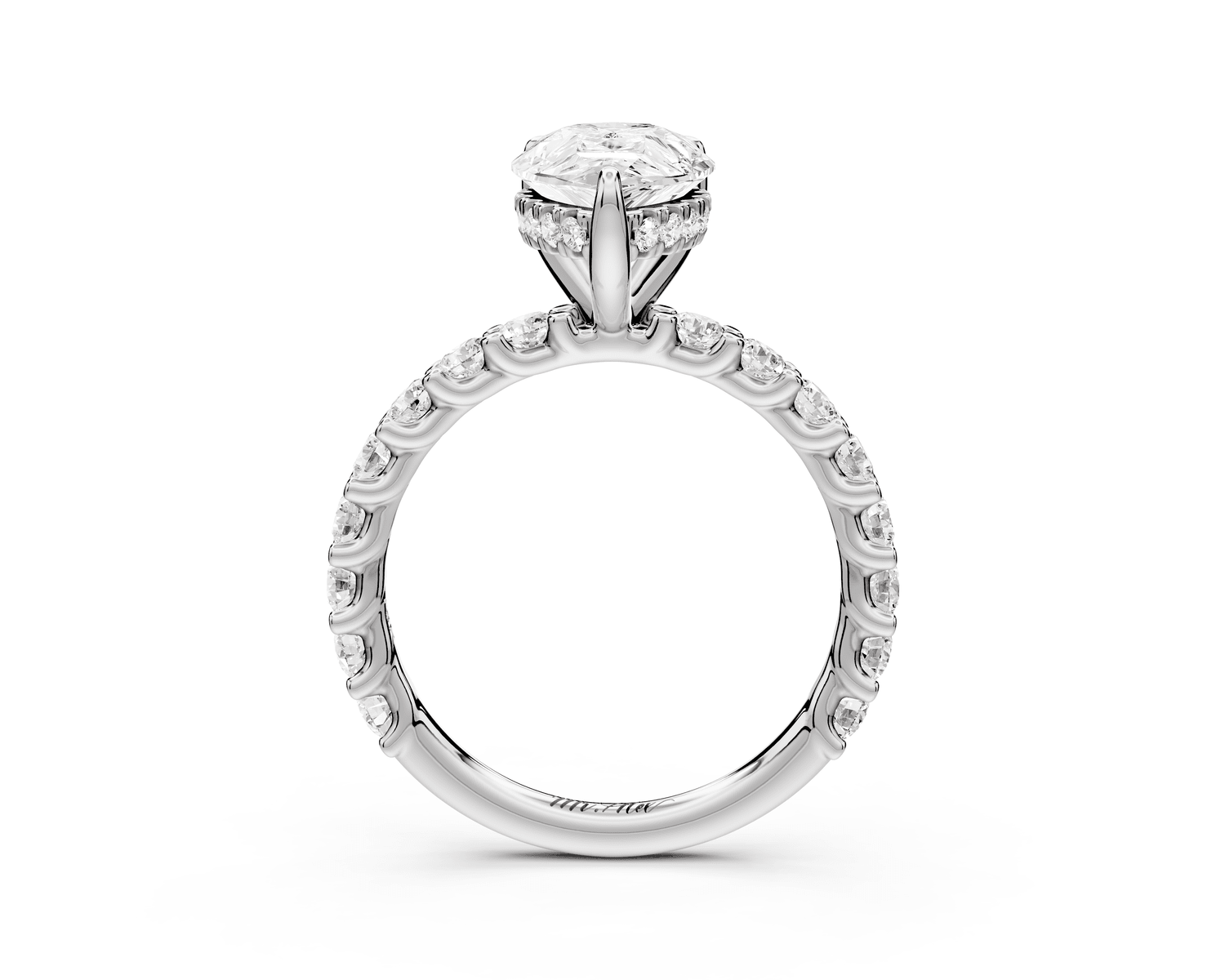 Siena - 2ct platinum pear Hidden Halo with Shared Prong Pavé Engagement Ring - Mr. Alex Jewelry