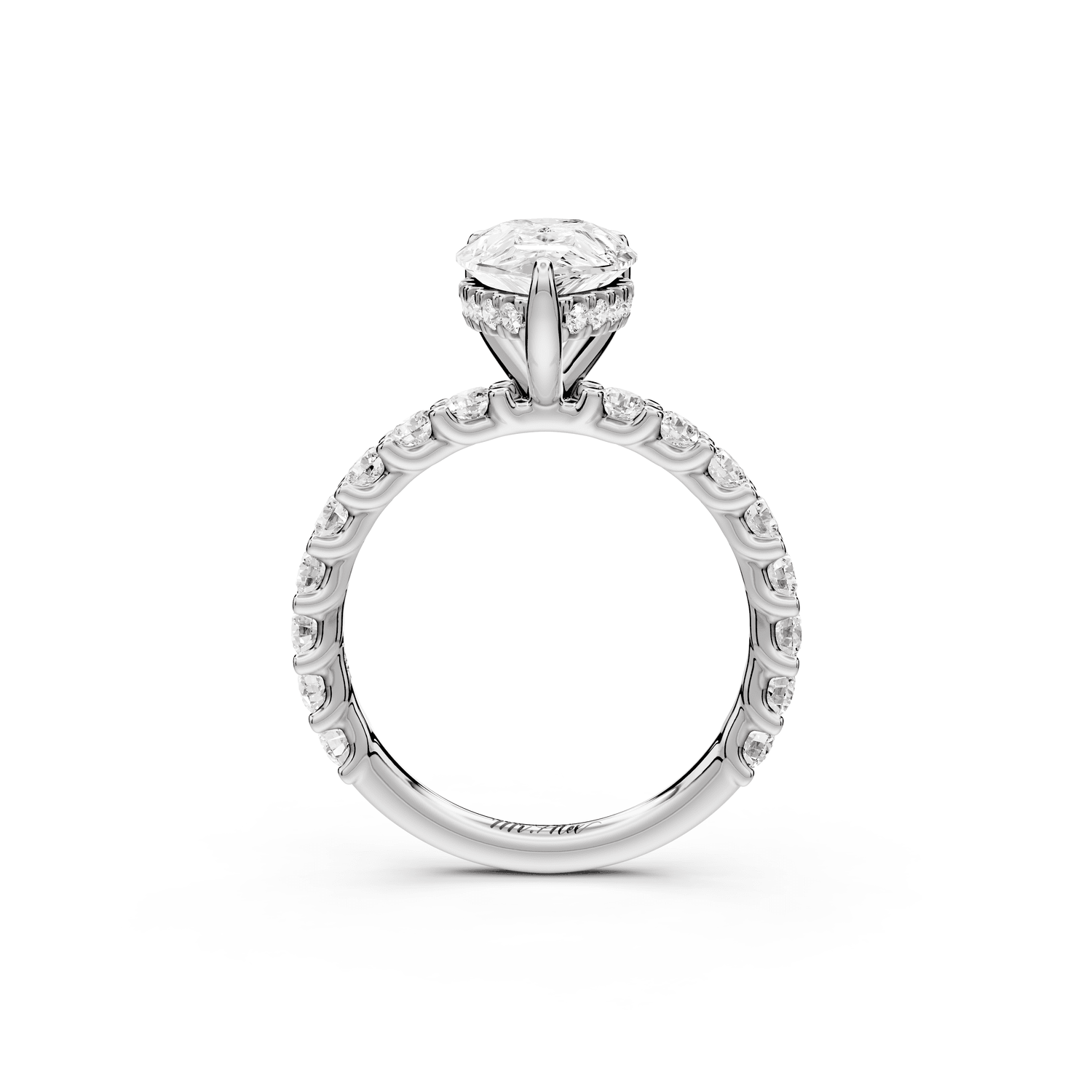 Siena - 2ct platinum pear Hidden Halo with Shared Prong Pavé Engagement Ring - Mr. Alex Jewelry