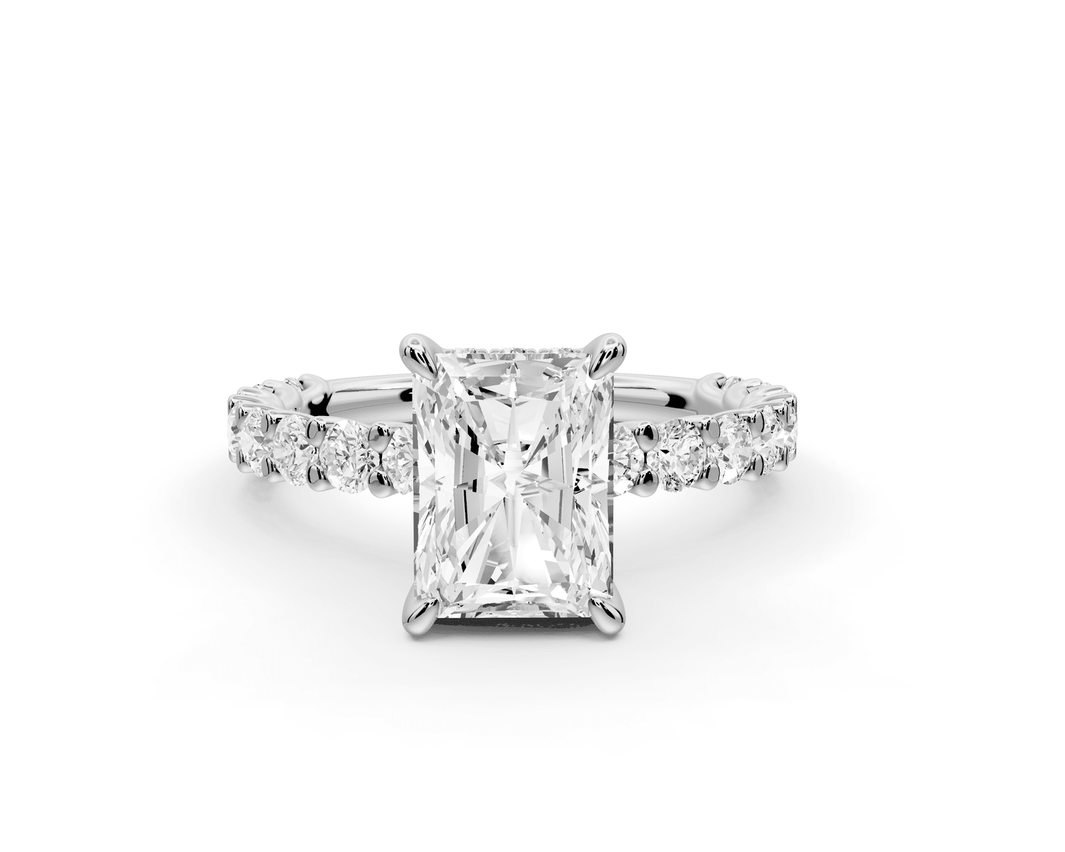 Siena - 2ct platinum radiant Hidden Halo with Shared Prong Pavé Engagement Ring - Mr. Alex Jewelry