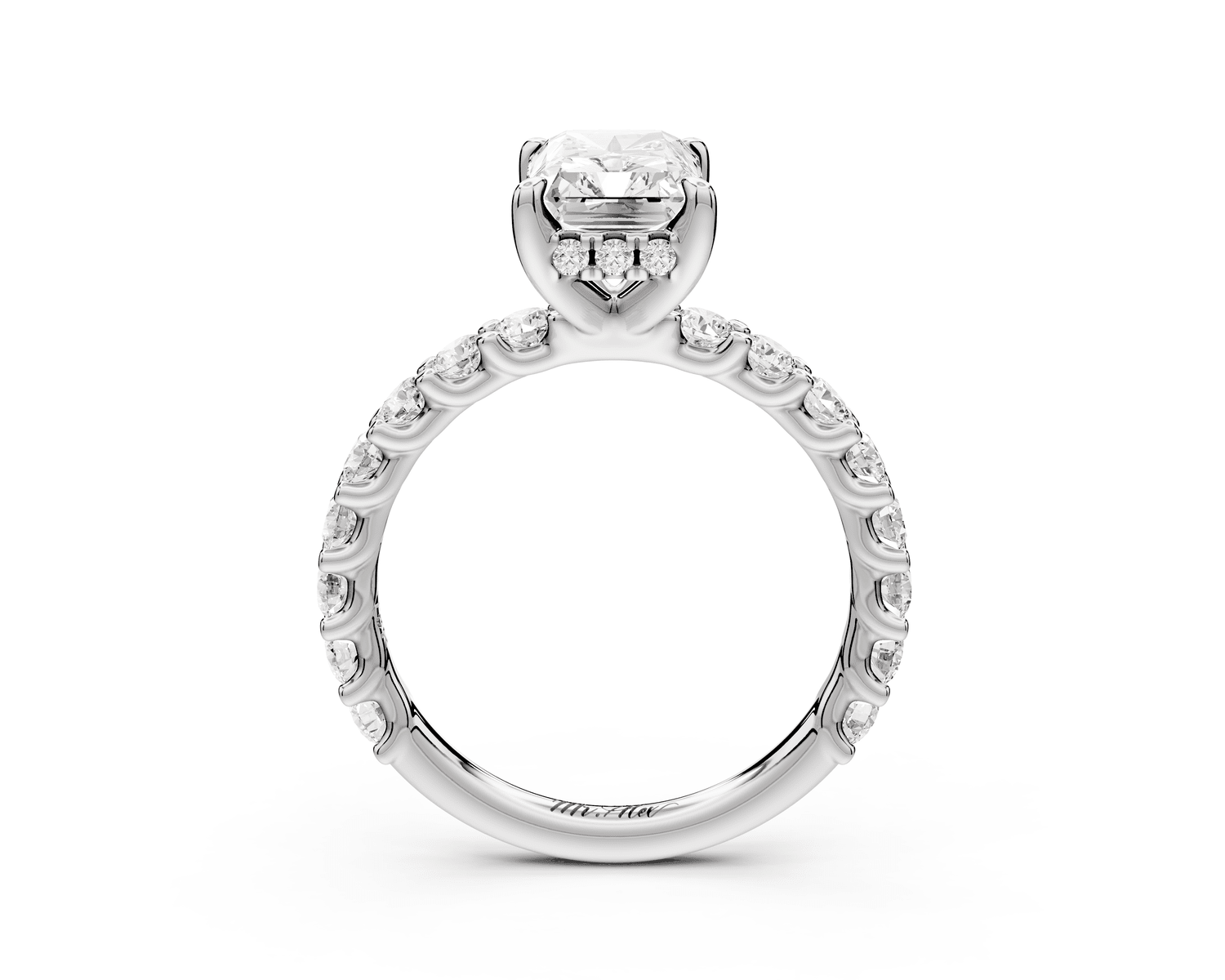 Siena - 2ct platinum radiant Hidden Halo with Shared Prong Pavé Engagement Ring - Mr. Alex Jewelry
