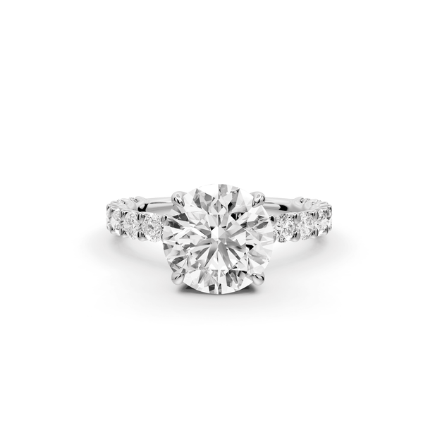 Siena - 2ct platinum round Hidden Halo with Shared Prong Pavé Engagement Ring - Mr. Alex Jewelry