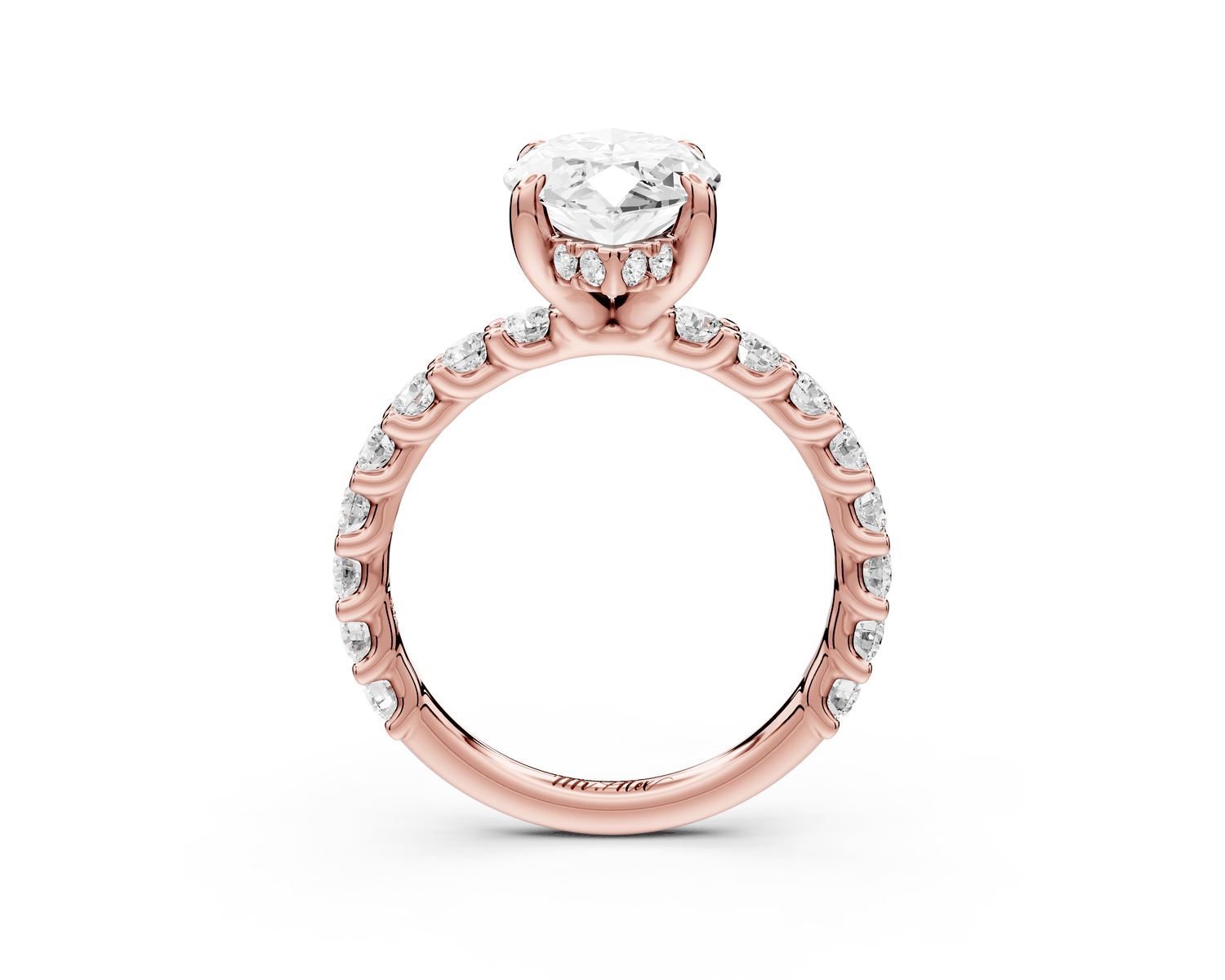 Siena - 3ct 14k rose gold marquise Hidden Halo with Shared Prong Pavé Engagement Ring - Mr. Alex Jewelry