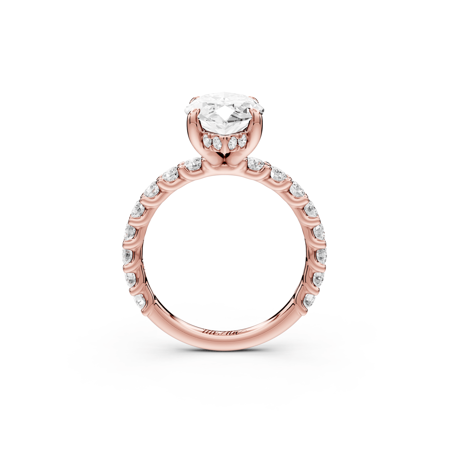 Siena - 3ct 14k rose gold marquise Hidden Halo with Shared Prong Pavé Engagement Ring - Mr. Alex Jewelry