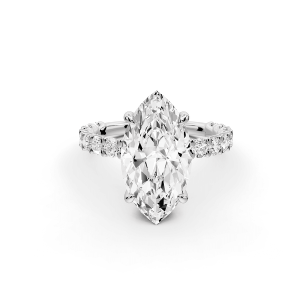 Siena - 3ct 14k white gold marquise Hidden Halo with Shared Prong Pavé Engagement Ring - Mr. Alex Jewelry