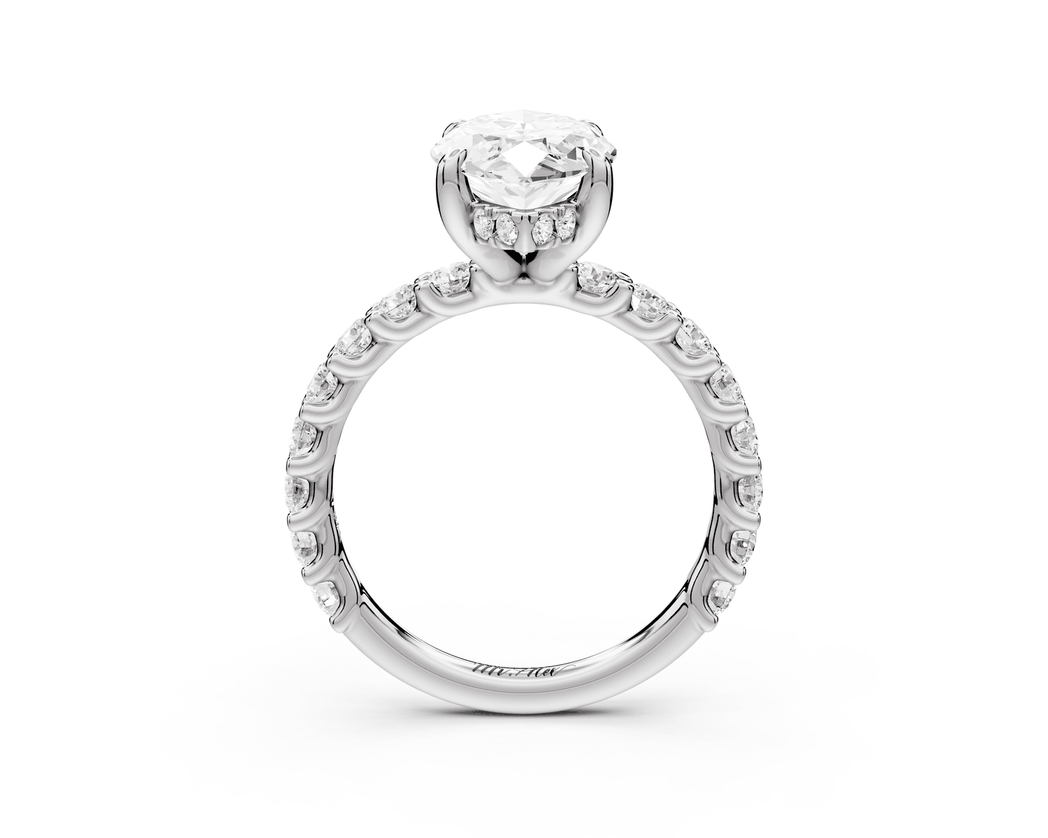Siena - 3ct 14k white gold marquise Hidden Halo with Shared Prong Pavé Engagement Ring - Mr. Alex Jewelry