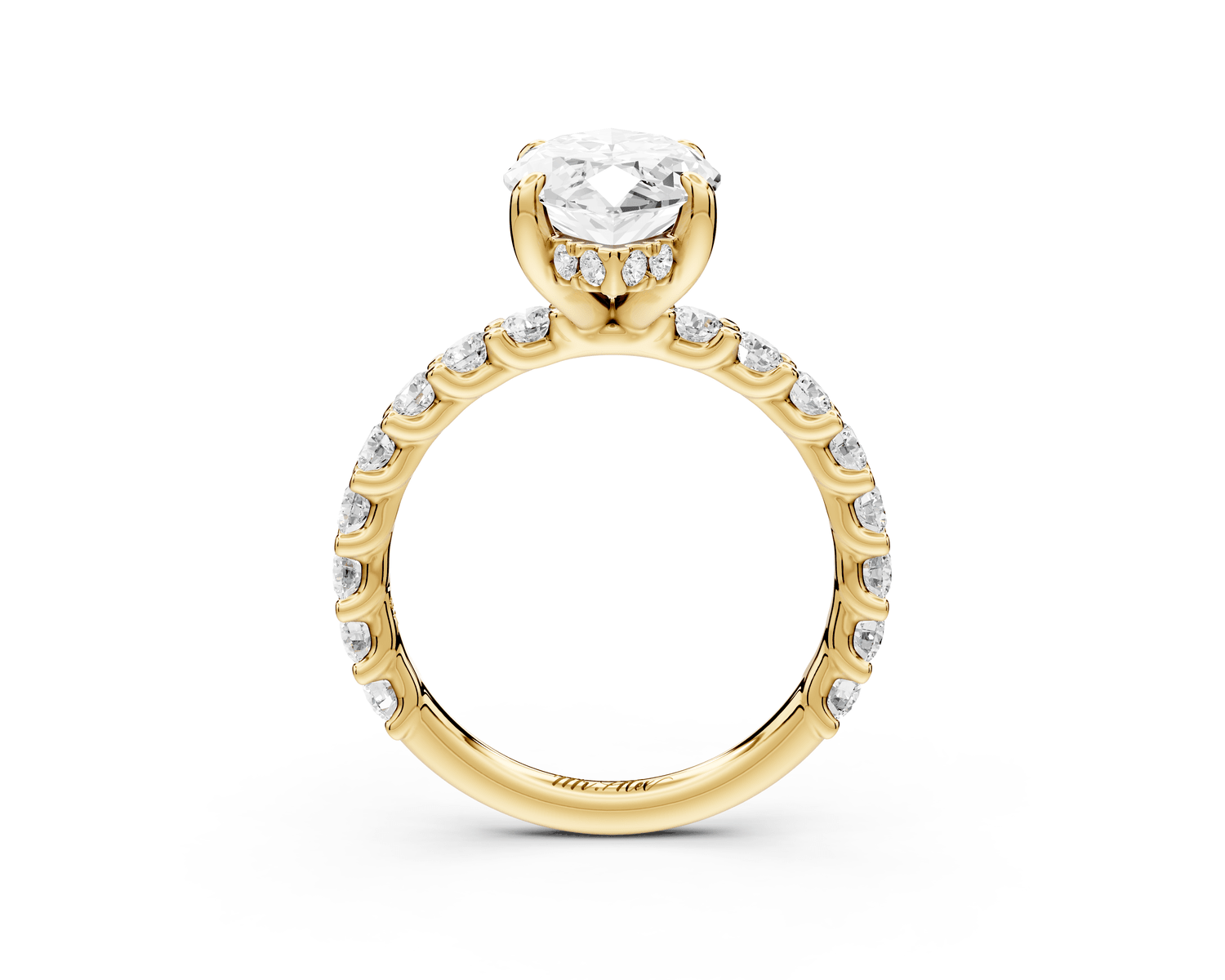 Siena - 3ct 14k yellow gold marquise Hidden Halo with Shared Prong Pavé Engagement Ring - Mr. Alex Jewelry