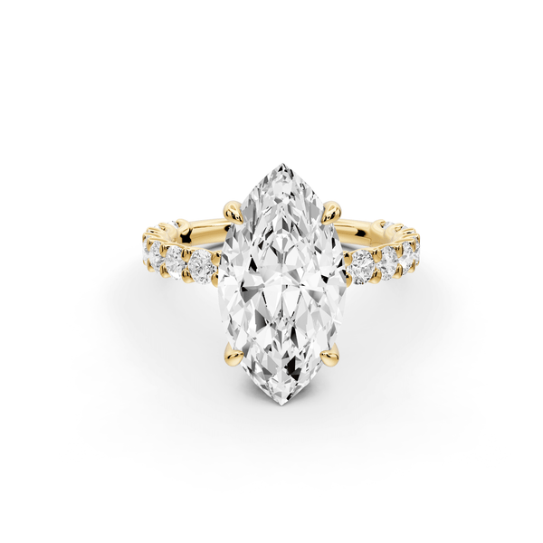 Siena - 3ct 14k yellow gold marquise Hidden Halo with Shared Prong Pavé Engagement Ring - Mr. Alex Jewelry