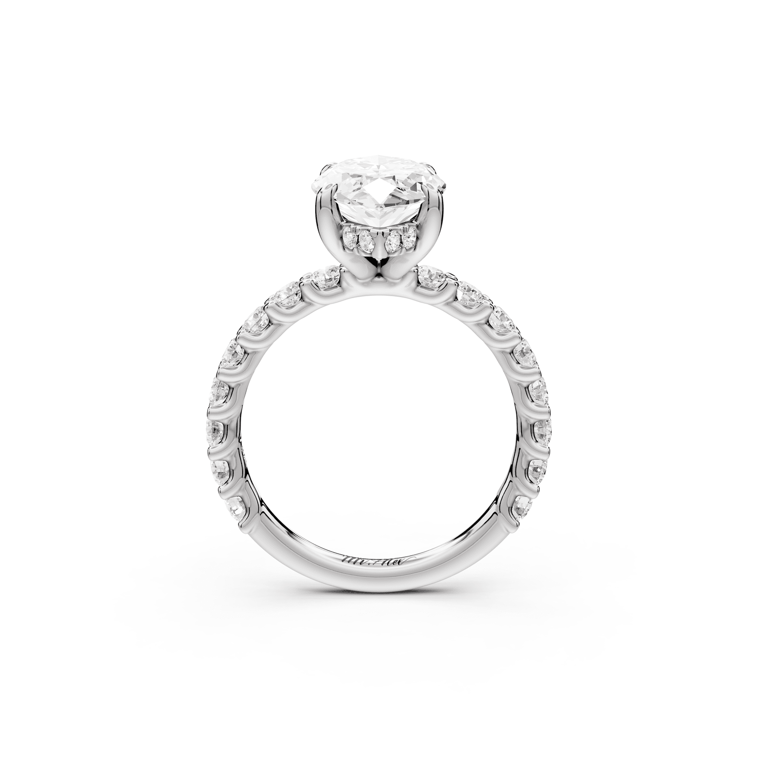 Siena - 3ct 18k white gold marquise Hidden Halo with Shared Prong Pavé Engagement Ring - Mr. Alex Jewelry