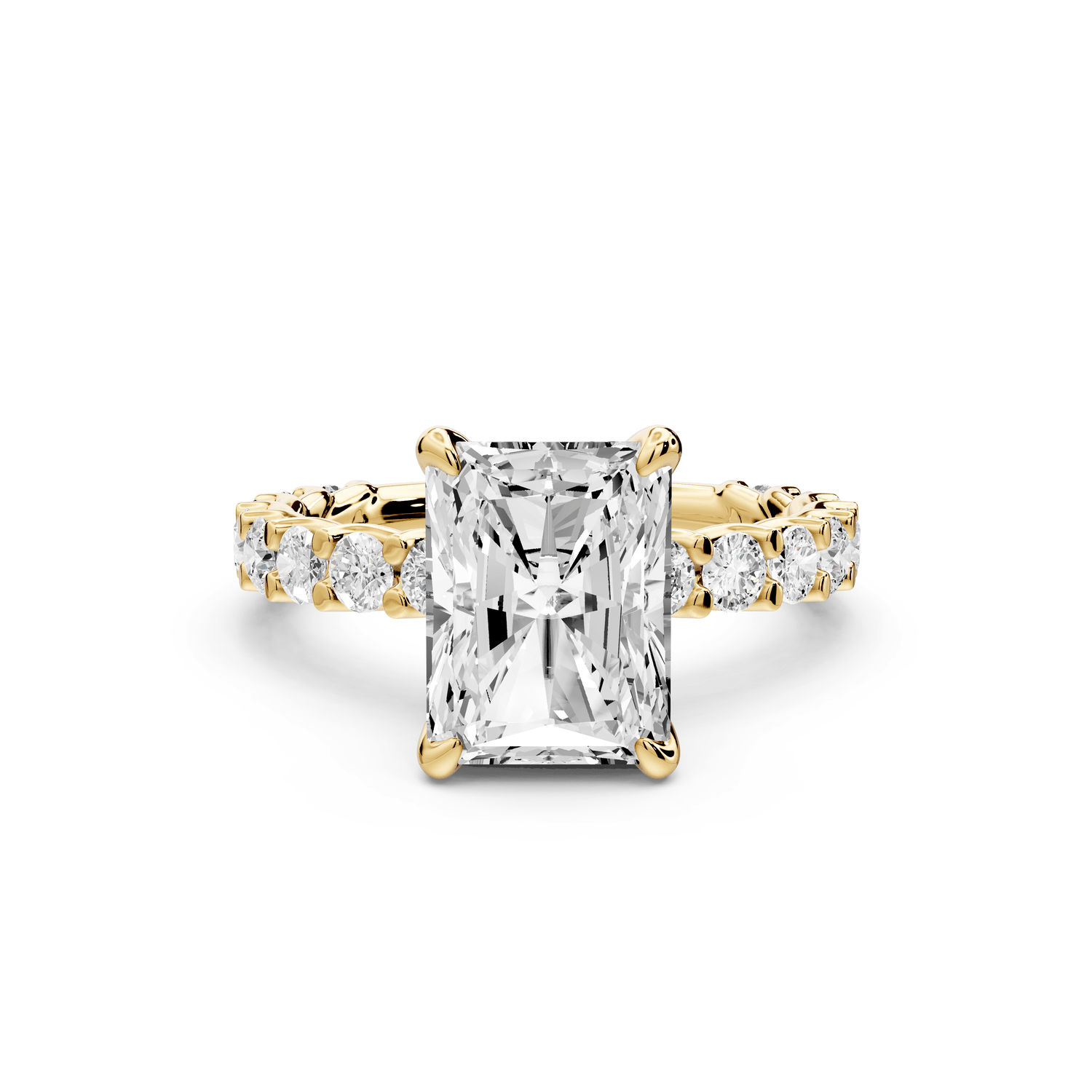 Siena - 3ct 18k yellow gold emerald Hidden Halo with Shared Prong Pavé Engagement Ring - Mr. Alex Jewelry