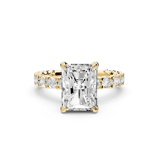 Siena - 3ct 18k yellow gold emerald Hidden Halo with Shared Prong Pavé Engagement Ring - Mr. Alex Jewelry