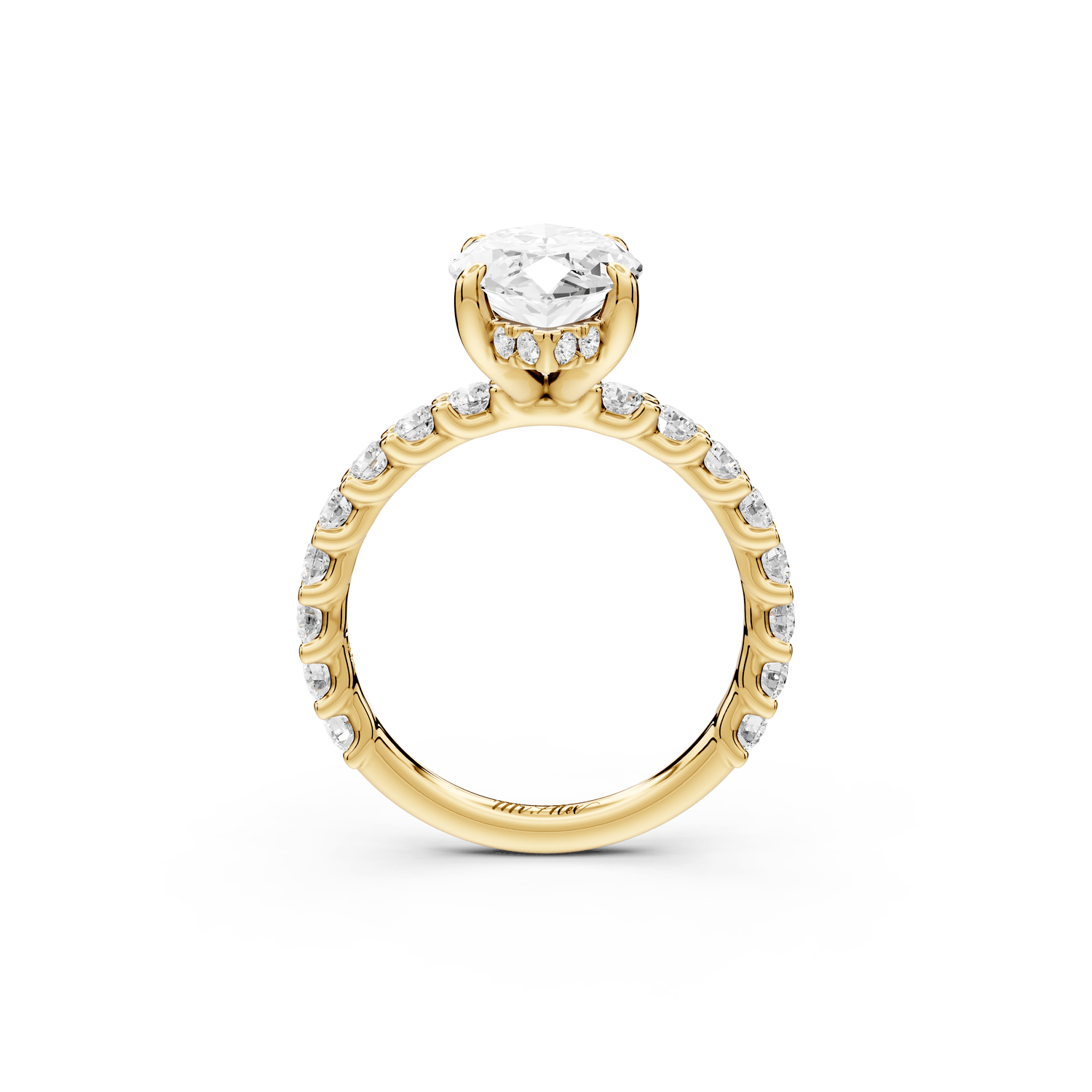 Siena - 3ct 18k yellow gold marquise Hidden Halo with Shared Prong Pavé Engagement Ring - Mr. Alex Jewelry