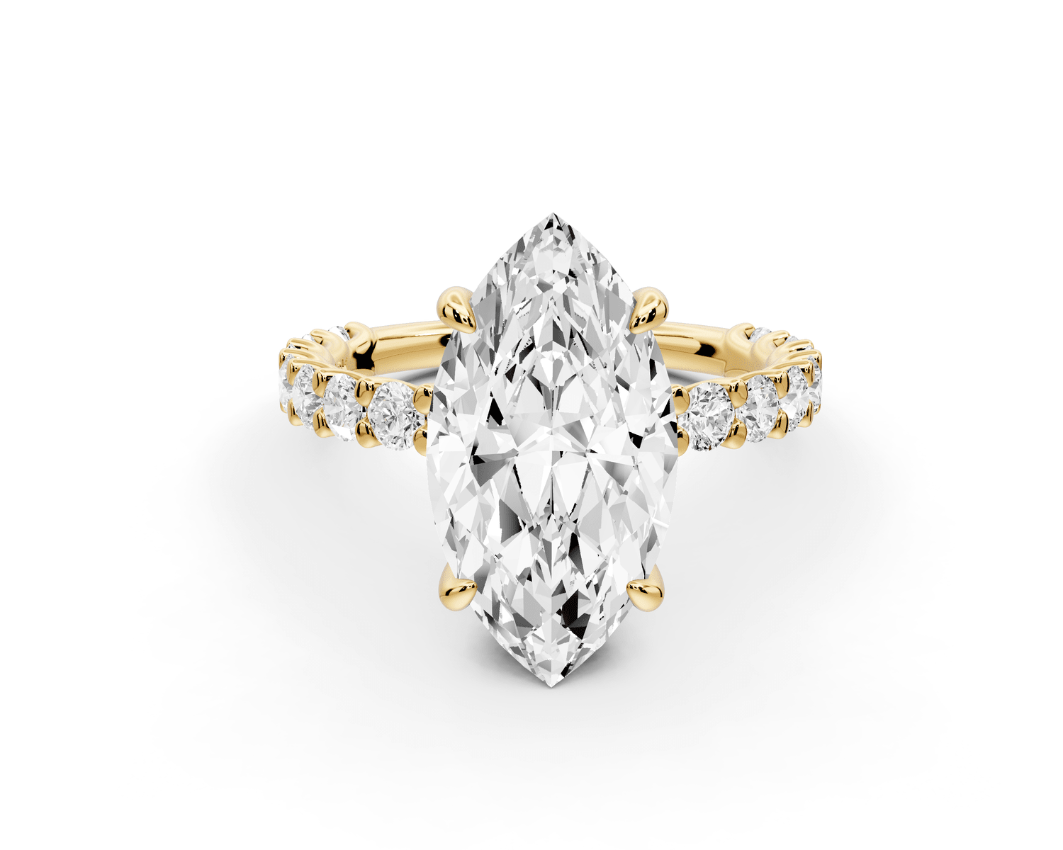 Siena - 3ct 18k yellow gold marquise Hidden Halo with Shared Prong Pavé Engagement Ring - Mr. Alex Jewelry
