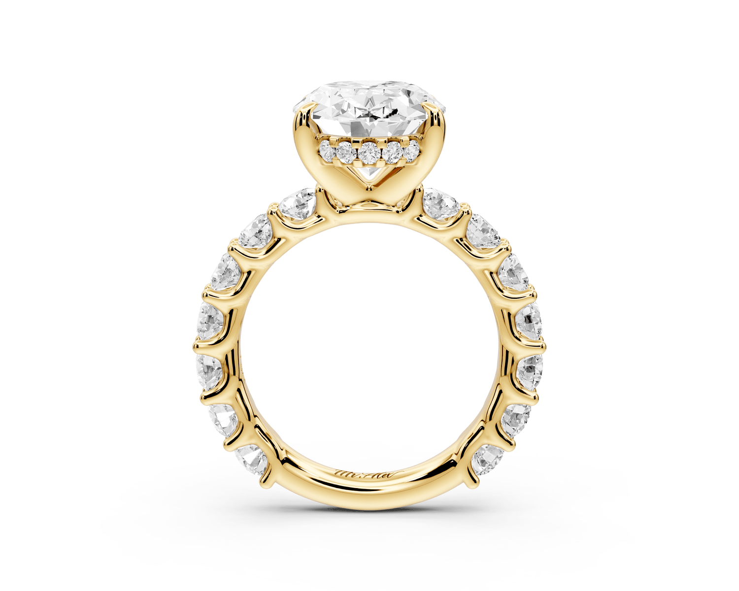 Siena - 3ct 18k yellow gold oval Hidden Halo with Shared Prong Pavé Engagement Ring - Mr. Alex Jewelry