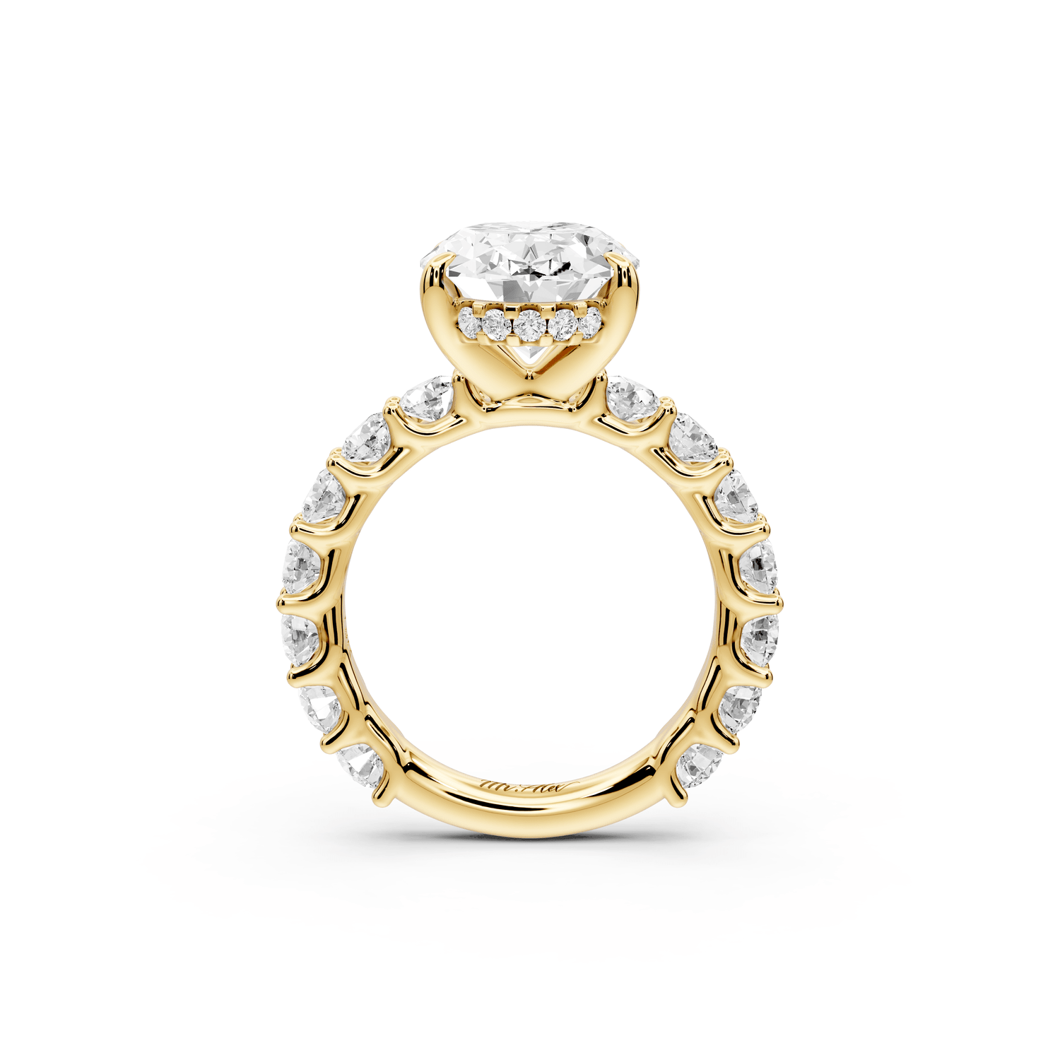 Siena - 3ct 18k yellow gold oval Hidden Halo with Shared Prong Pavé Engagement Ring - Mr. Alex Jewelry