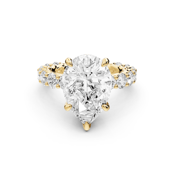 Siena - 3ct 18k yellow gold pear Hidden Halo with Shared Prong Pavé Engagement Ring - Mr. Alex Jewelry