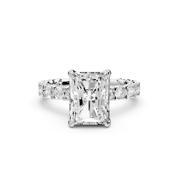 Siena - 3ct platinum emerald Hidden Halo with Shared Prong Pavé Engagement Ring - Mr. Alex Jewelry