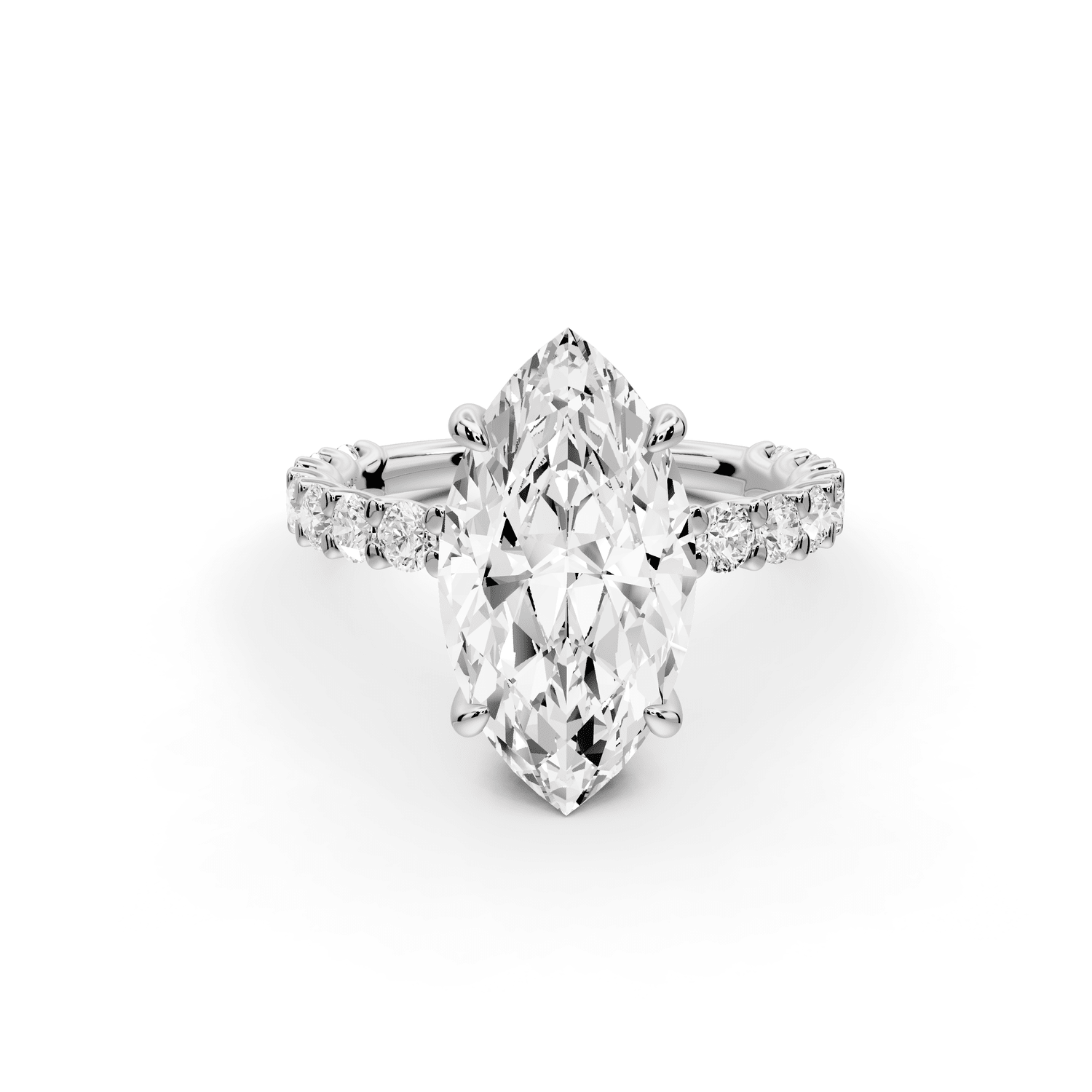 Siena - 3ct platinum marquise Hidden Halo with Shared Prong Pavé Engagement Ring - Mr. Alex Jewelry