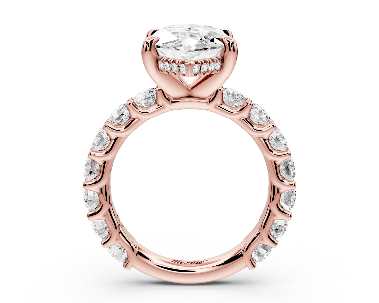 Siena - 4ct 14k rose gold marquise Hidden Halo with Shared Prong Pavé Engagement Ring - Mr. Alex Jewelry