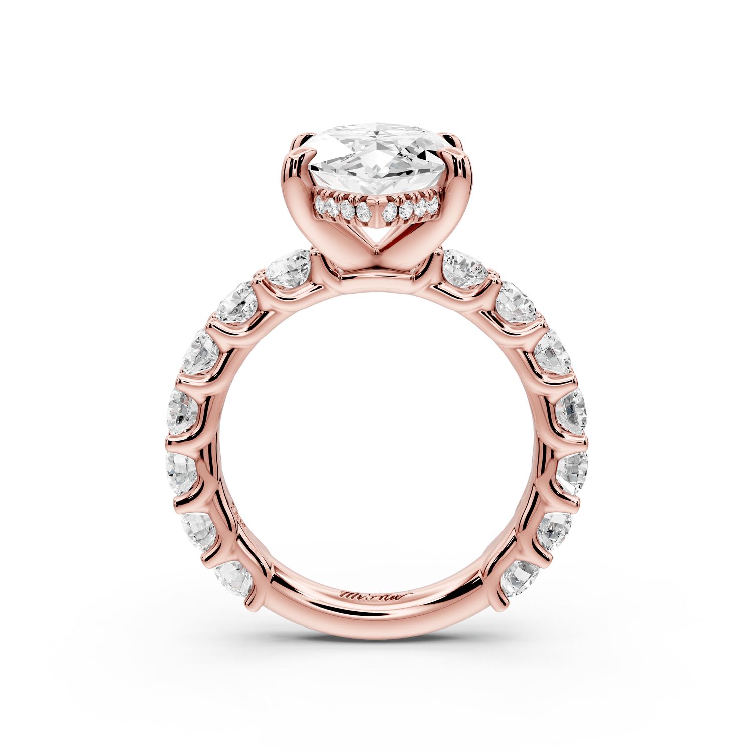 Siena - 4ct 14k rose gold marquise Hidden Halo with Shared Prong Pavé Engagement Ring - Mr. Alex Jewelry