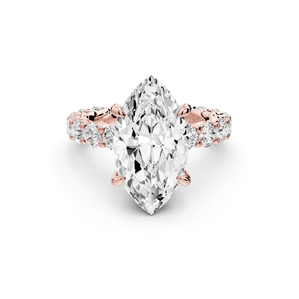 Siena - 4ct 14k rose gold marquise Hidden Halo with Shared Prong Pavé Engagement Ring - Mr. Alex Jewelry