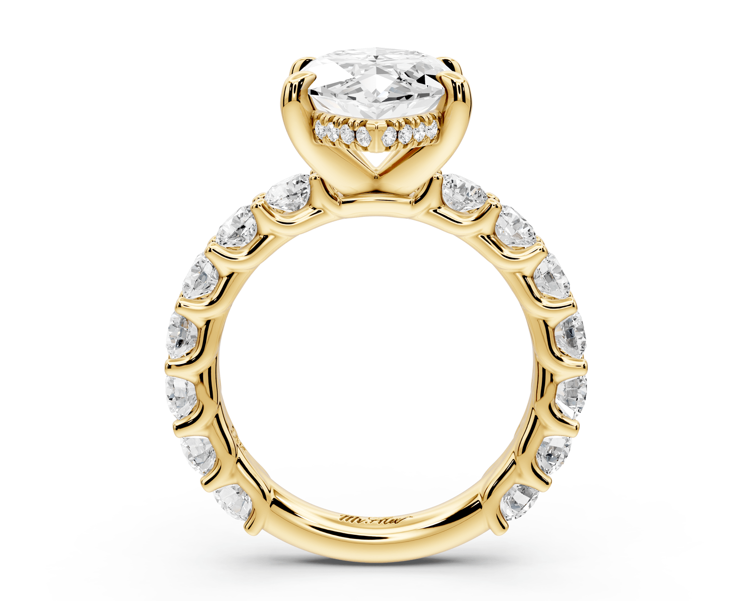 Siena - 4ct 14k yellow gold marquise Hidden Halo with Shared Prong Pavé Engagement Ring - Mr. Alex Jewelry