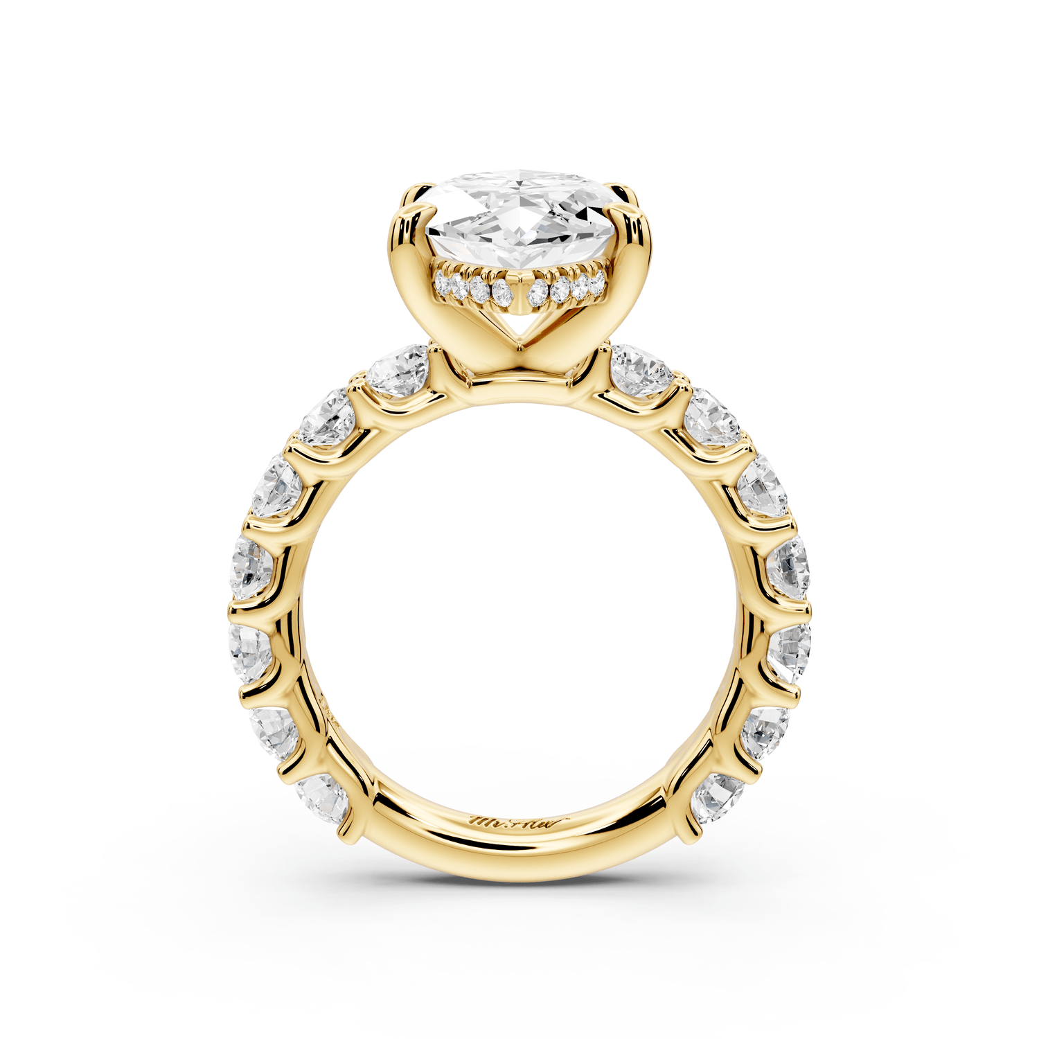 Siena - 4ct 14k yellow gold marquise Hidden Halo with Shared Prong Pavé Engagement Ring - Mr. Alex Jewelry