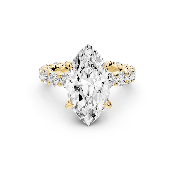 Siena - 4ct 14k yellow gold marquise Hidden Halo with Shared Prong Pavé Engagement Ring - Mr. Alex Jewelry