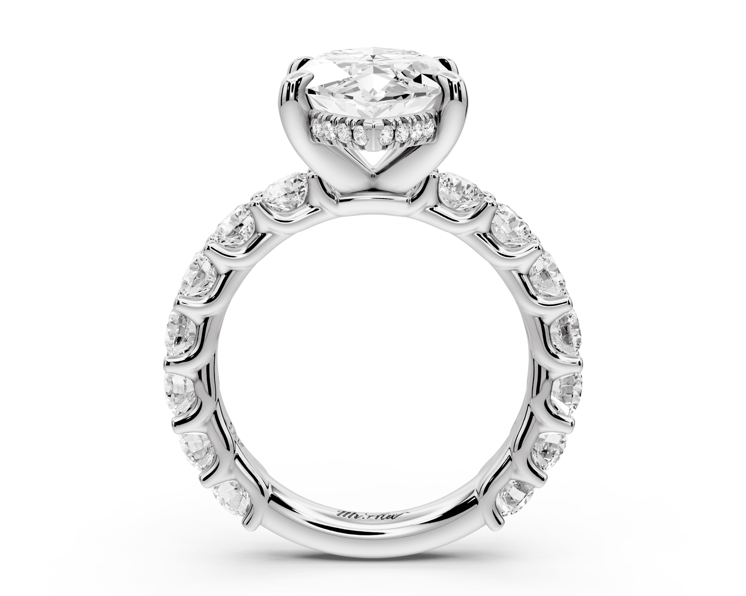 Siena - 4ct 18k white gold marquise Hidden Halo with Shared Prong Pavé Engagement Ring - Mr. Alex Jewelry