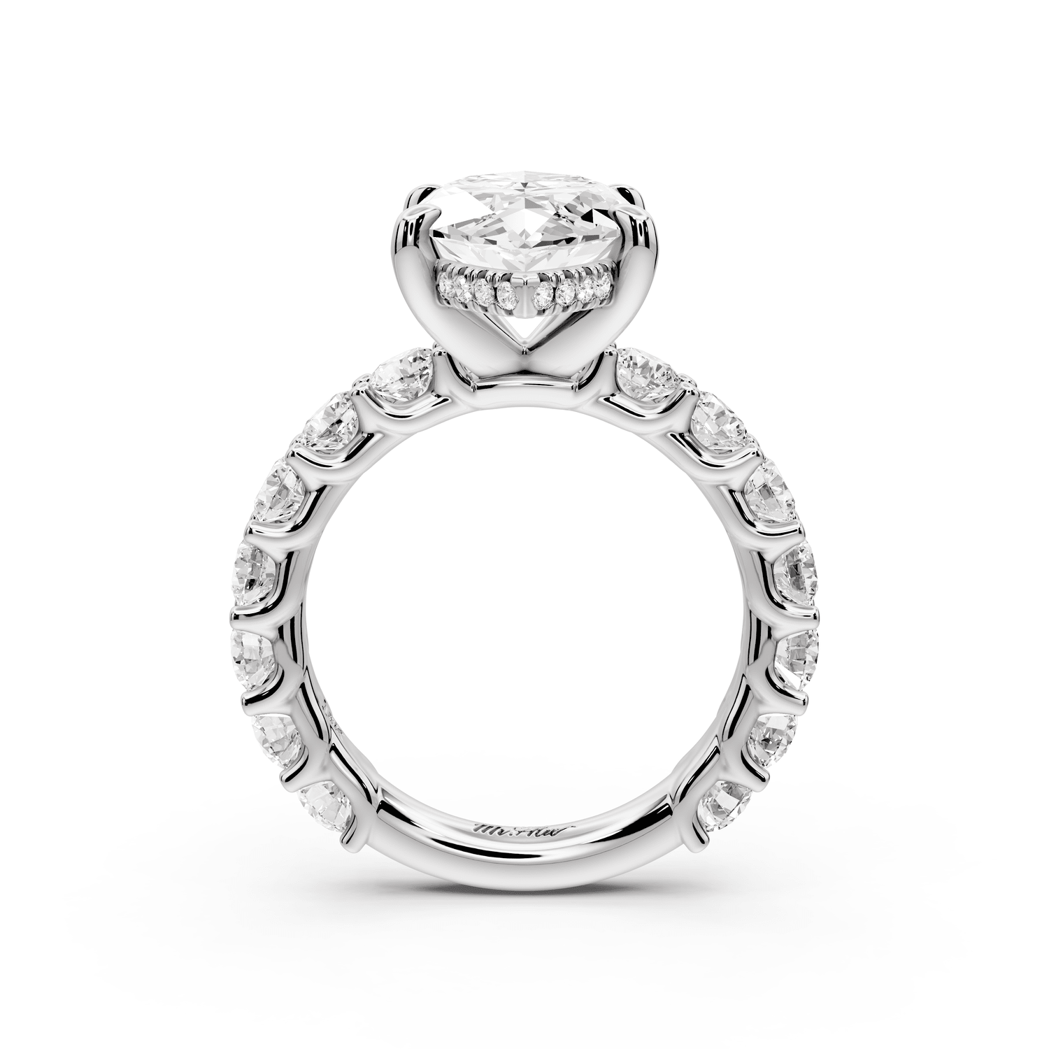 Siena - 4ct 18k white gold marquise Hidden Halo with Shared Prong Pavé Engagement Ring - Mr. Alex Jewelry