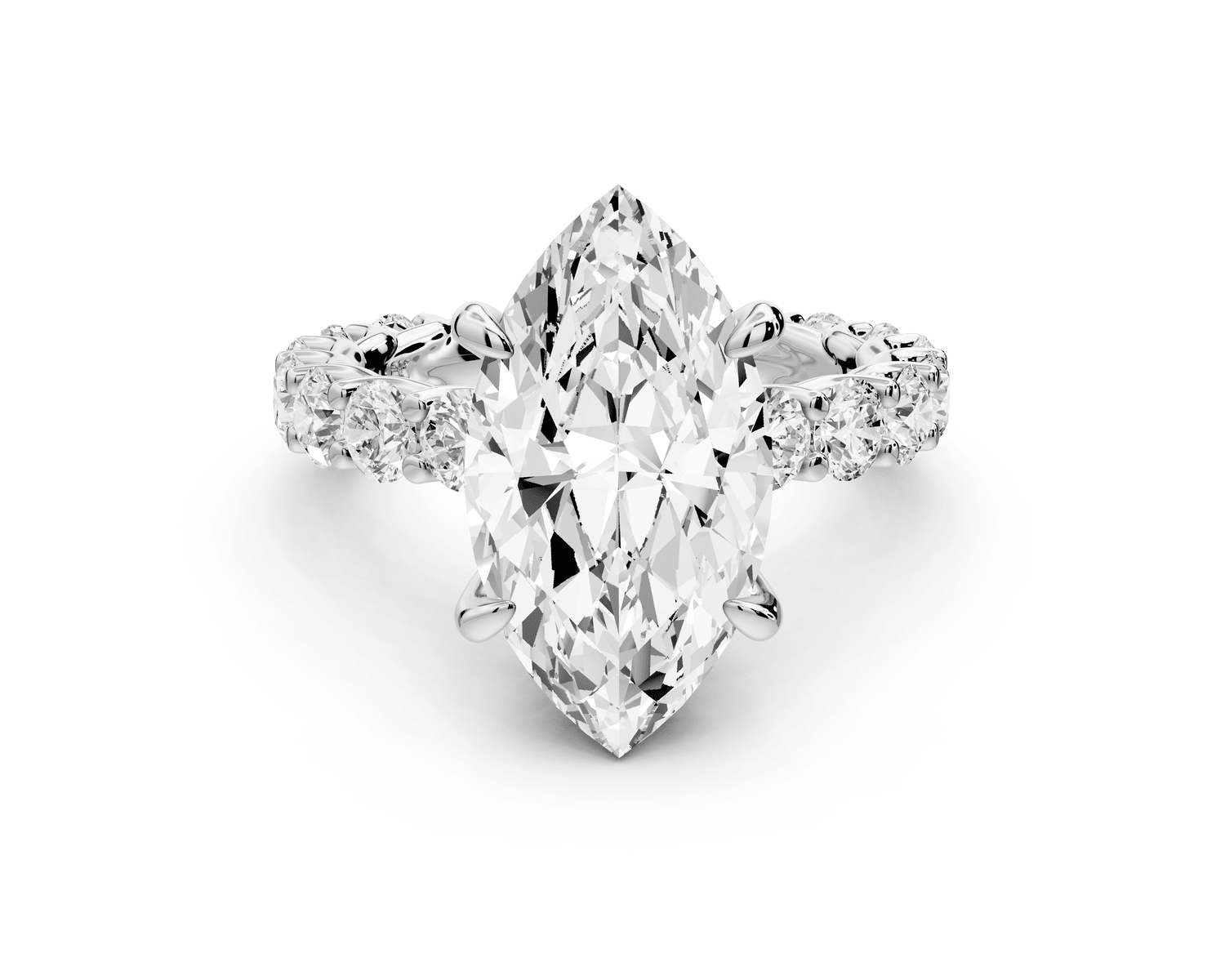 Siena - 4ct 18k white gold marquise Hidden Halo with Shared Prong Pavé Engagement Ring - Mr. Alex Jewelry