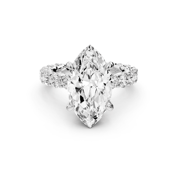 Siena - 4ct 18k white gold marquise Hidden Halo with Shared Prong Pavé Engagement Ring - Mr. Alex Jewelry