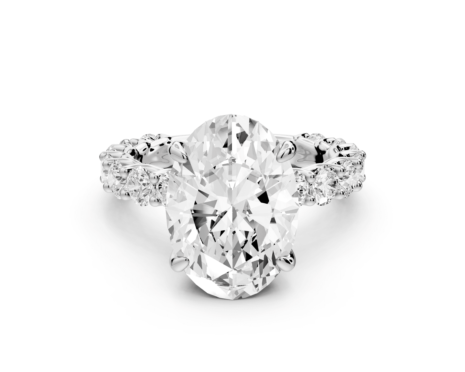 Siena - 4ct 18k white gold oval Hidden Halo with Shared Prong Pavé Engagement Ring - Mr. Alex Jewelry