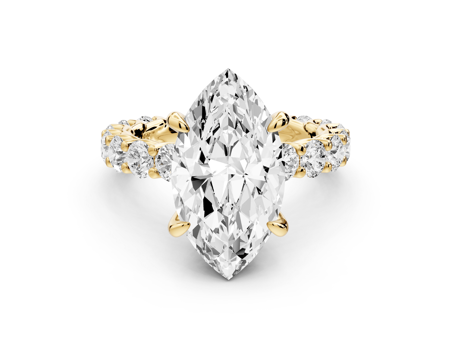 Siena - 4ct 18k yellow gold marquise Hidden Halo with Shared Prong Pavé Engagement Ring - Mr. Alex Jewelry