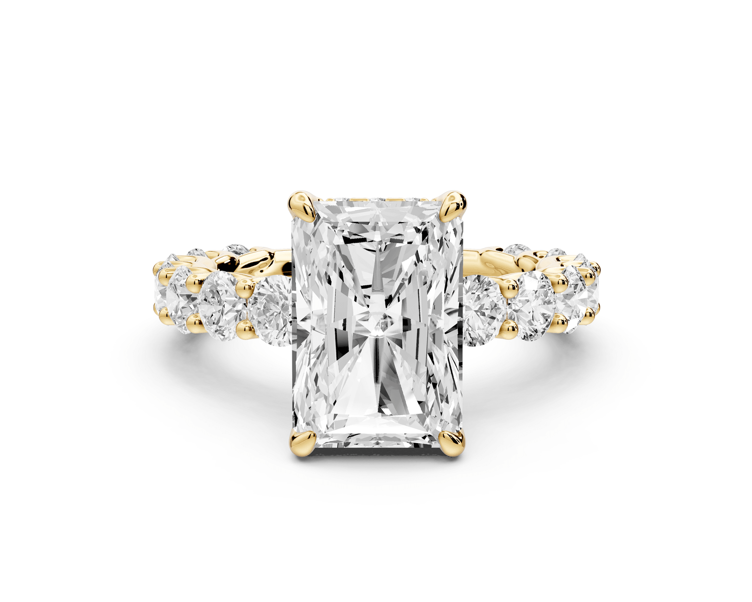 Siena - 4ct 18k yellow gold radiant Hidden Halo with Shared Prong Pavé Engagement Ring - Mr. Alex Jewelry
