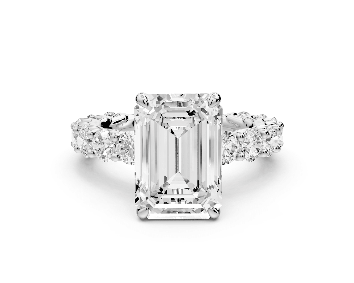 Siena - 4ct platinum emerald Hidden Halo with Shared Prong Pavé Engagement Ring - Mr. Alex Jewelry