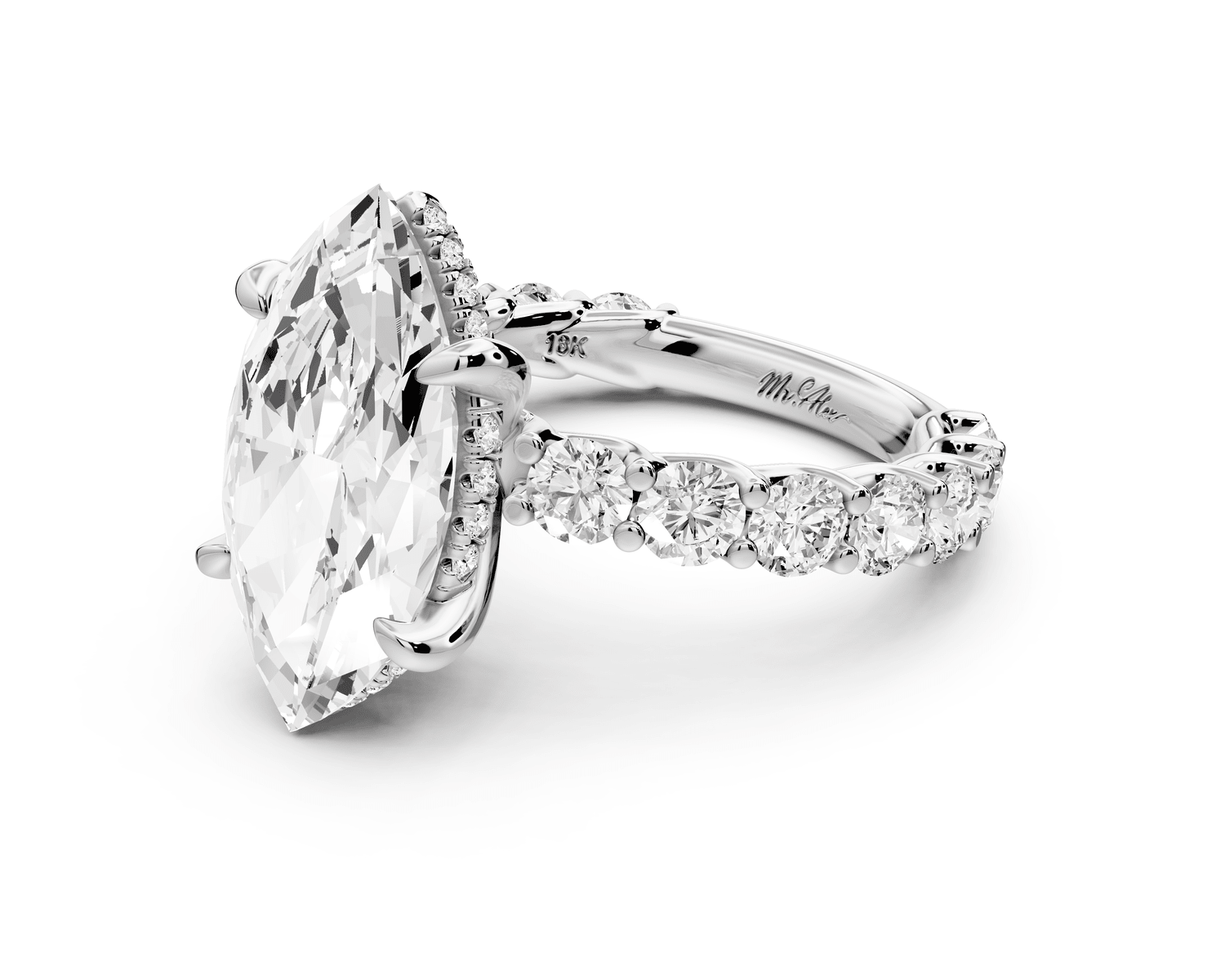 Siena - 4ct platinum marquise Hidden Halo with Shared Prong Pavé Engagement Ring - Mr. Alex Jewelry