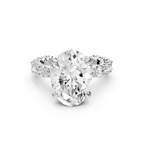 Siena - 4ct platinum oval Hidden Halo with Shared Prong Pavé Engagement Ring - Mr. Alex Jewelry