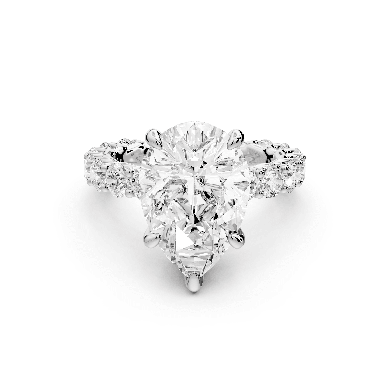 Siena - 4ct platinum pear Hidden Halo with Shared Prong Pavé Engagement Ring - Mr. Alex Jewelry