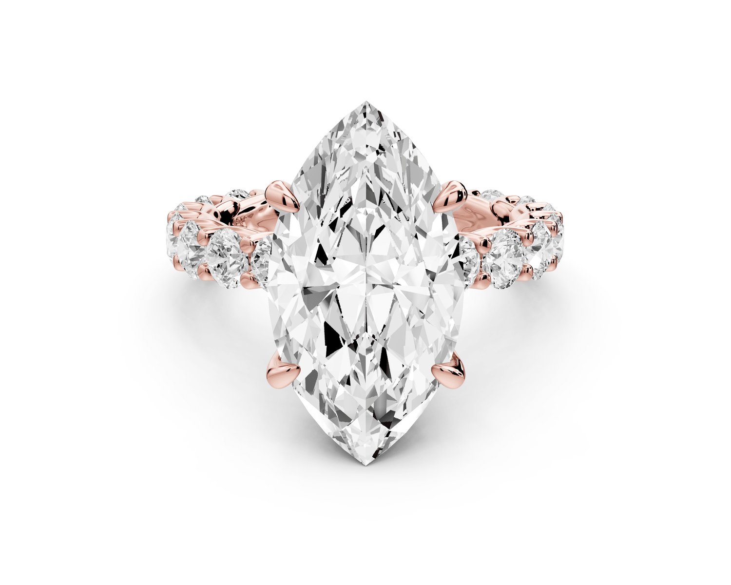 Siena - 5ct 14k rose gold marquise Hidden Halo with Shared Prong Pavé Engagement Ring - Mr. Alex Jewelry