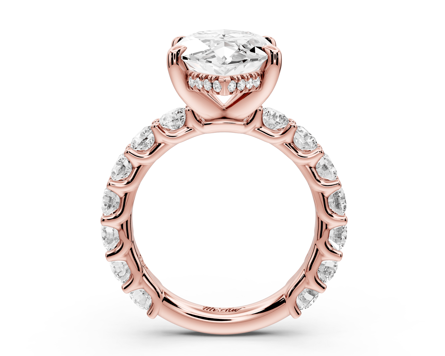 Siena - 5ct 14k rose gold marquise Hidden Halo with Shared Prong Pavé Engagement Ring - Mr. Alex Jewelry